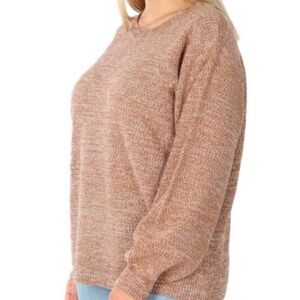 Balloon Sleeve Melange Sweater- Deep Camel - NEW WITH TAGS